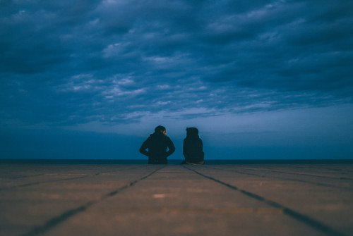 Two people talking